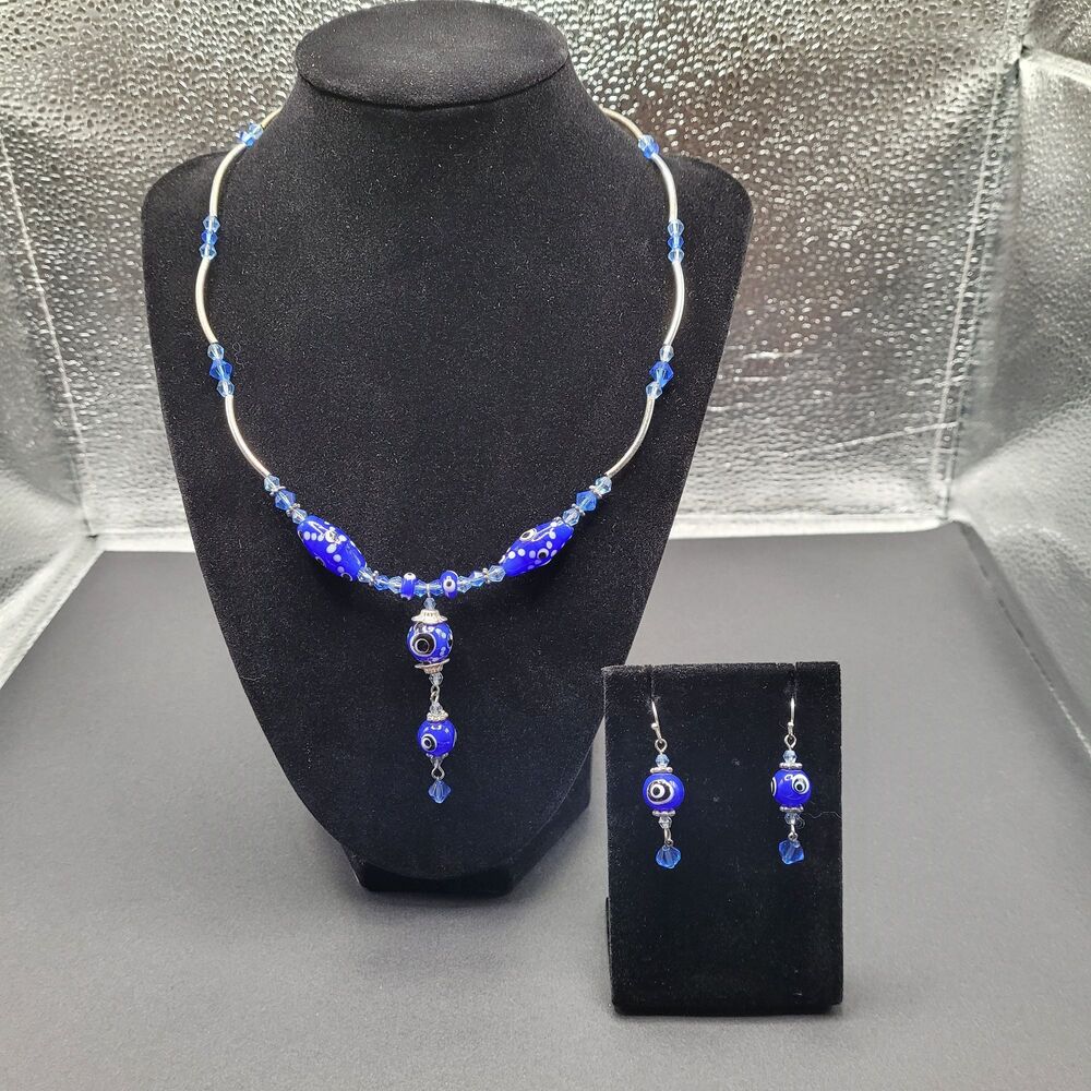 Stauer "Evil Eye" Necklace and Earrings Set